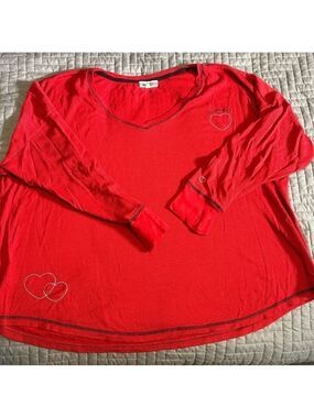 PJ Salvage Red Long Sleeve Top Heart Accents 3X